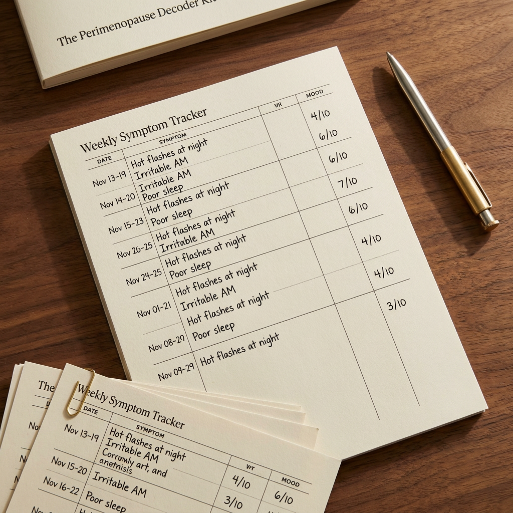 Filled tracker page detail from the Perimenopause Decoder Kit